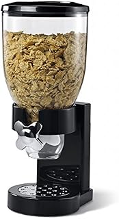 Britshopstop Single Cereal Dispenser Dry Food White/Black Plastic Canister Fresh & Easy - Kitchen Essentials (White), (ENY-C11)