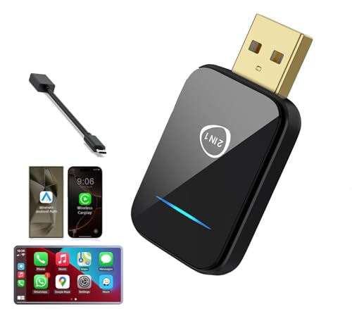 2025 Upgrade Mini CarPlay Wireless Adapter Support Apple CarPlay & Android Auto,Convert Wired to Wireless CarPlay Adapter,Stable Control & No Delay,2 in 1 Wireless Android auto Box for Cars from 2016