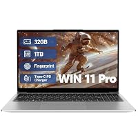 15.6-inch Thin and Light Laptop, IPS Full HD Screen, AMD 3050E, 32GB DDR4 Memory, 1TB SSD, WiFi 5/USB 3.0/Type-C/HDMI/BT 4.2, Win 11 Pro, Perfect for Work, Study and Entertainment, Silver