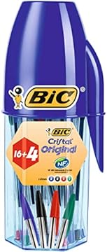 Bic Cristal Original, Set Penne Colorate A Sfera, Punta Media 1.0 Mm, 20 Unità, Cancelleria Scuola, Multicolore, 8.1 x 7.1 x 18.5 Cm