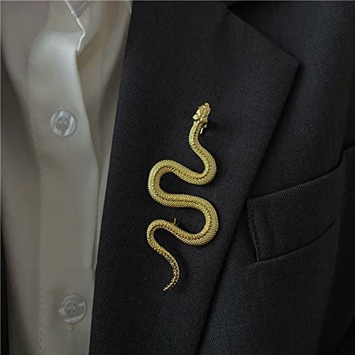 Image of Punk Men Snake Gold Brooch for Women Brooch Lapel Pin,Snake Chain Brooch Pin Coat Jewelry Accessories Brooch Shawl Pin for Women Girls Collar Brooch