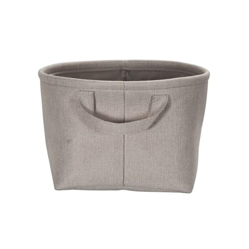 Household Essentials Round Laundry Bin, Soft-Sided Multipurpose Laundry Basket, Linen Lining And Short Handles, Gray #TOP2