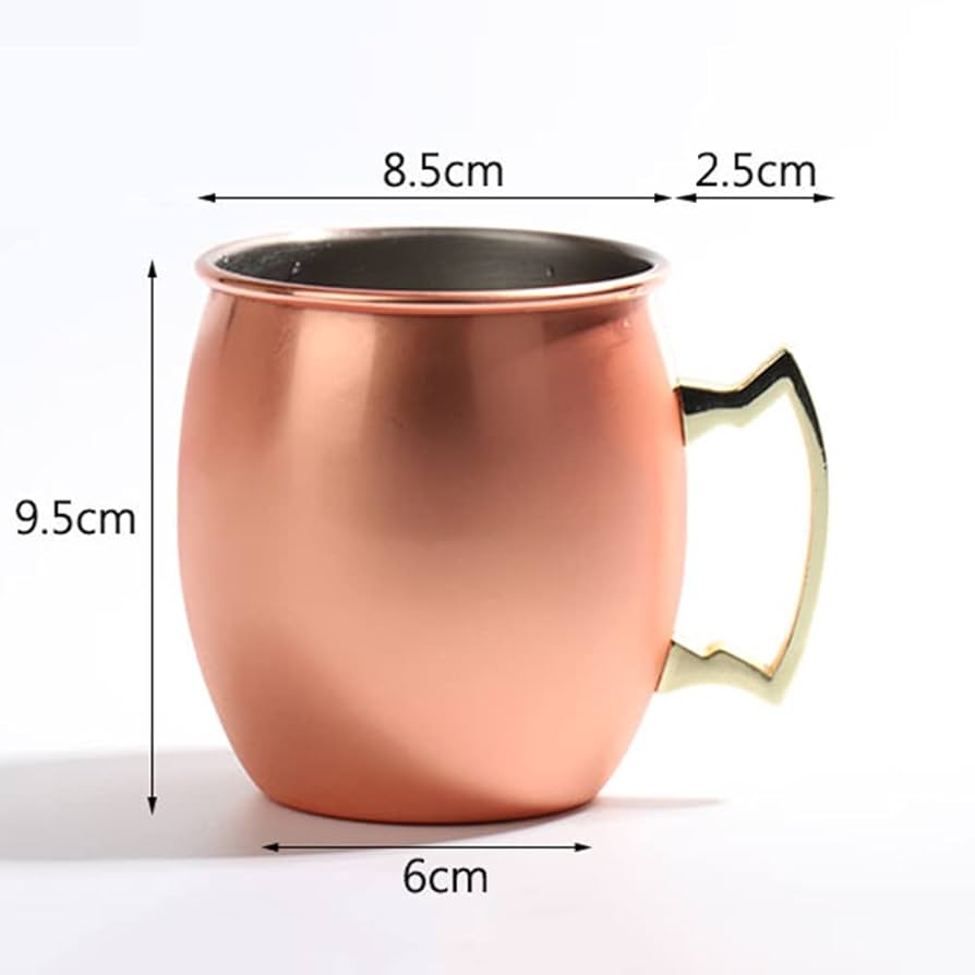 Moscow Mule Mug In Rame Puro Senza Rivestimento - Tazza Da Cocktail Per Vodka, Caff&egrave; E Birra (8x9 Cm)