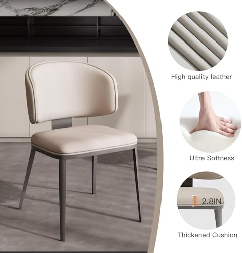 Image of Dining Chairs Modern High Backrest Comfortable, Fashion Upholstered Kitchen Chair Armless Dinner Chair with Metal Legs for All Rooms (Light Grey, Set of 6)