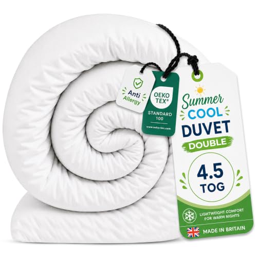 Rohi Anti Allergy 4.5 Tog Duvet Double Bed Quilt Soft & Breathable Luxurious Hollowfibre Quilt with Corvin Cover Lightweight Comfort Cool Double Duvet (Summer)