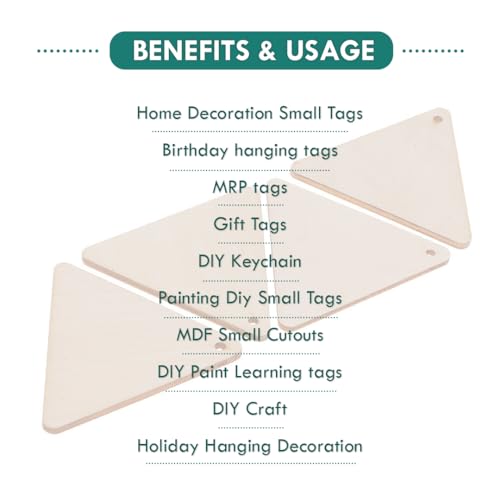 Image of MDF Cutouts | Wooden Cutout For Craft | Pine Wood | Unfinished Tags for Key Chain, Slices Crafts, Xmas, Decorations, Painting | Resin Art Work | MDF Board Cutouts, Triangle- [50pcs- 5x5 cm]