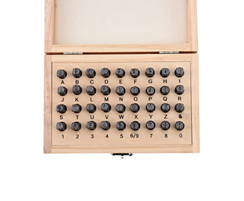Himapro Letter And Number Stamp Set 36Pcs 40Cr Alloy Steel Metal Stamp Number & Letter Punch Set In A Wooden Case (6Mm 1/4 Inch) #TOP3