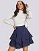 TARSE Womens Flowy Shorts High Waist Pleated Mini Skirts Casual Boho Ruffle Tiered Skorts Cute Versatile Fashion Shorts Navy, M