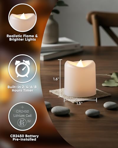 Image of 5plots 24-Pack 400+Hours Remote Control Candles, Votive Candles with 2 /4 /6 /8H Timer, Battery Operated Tealights for Party, Table Centerpiece, Home Decor, Halloween, Thanksgiving, Christmas