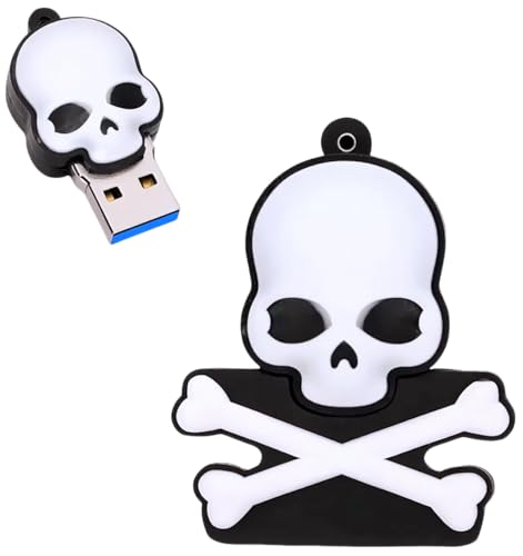 Ecoodisk Pendrive - Memoria USB 3.0 de 128 GB con diseño de esqueleto humano de dibujos animados para Halloween, color negro