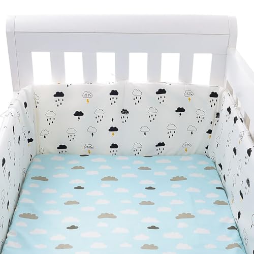 GYCF Bed Rail Cushion, Breathable Bed Rail Cover Cushion, Cotton Bed Surrounds Padded Liner Protection Bed Surrounds for Boys Girls, Bed Circumference Fall Protection,A02,120x30CM