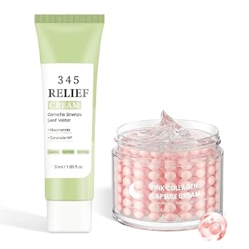 345 Relief Face Cream and Capsule Face Cream with Hyaluronic Acid, Hydrolyzed Collagen for Radiant And Plump Skin