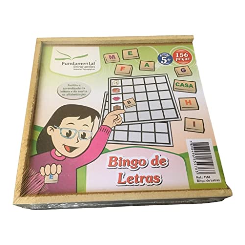 Jogo Bingo De Letras Alfabetização Divertida Com 156 Peças Em MDF Caixa Em Madeira Educativo
