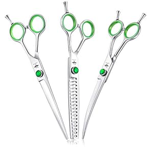 PURPLEBIRD 7 Inch Hond Grooming Schaar Set Professionele Hond Schaar Kit Huisdier Veiligheid Snijden, Dunner Textureren, Chunker Shears voor Honden Katten Japanse Roestvrij Staal