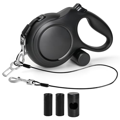 26ft-Heavy-Duty-Retractable-Dog-Leash-for-Large-Dogs-Dog-Leash-with-Poop-Bag-Holder-Up-to-100lbs-Chew-Proof-Cable-One-Handed-Pause-Lock-360-No-Tangle-26-ft-Black 26ft Heavy Duty Retractable Dog Leash for Large Dogs, Dog Leash with Poop Bag Holder, Up to 100lbs, Chew Proof Cable, One-Handed Pause & Lock, 360° No Tangle. (26 ft, Black) - Image 1