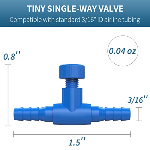 Pawfly Aquarium Air Control Valves For 3/16" Id Airline Tubing Single Way Plastic Air Flow Controllers Regulators Adjustable Blue Hose Connectors Air Pump Accessories For Fish Tanks, 10 Pack #TOP6