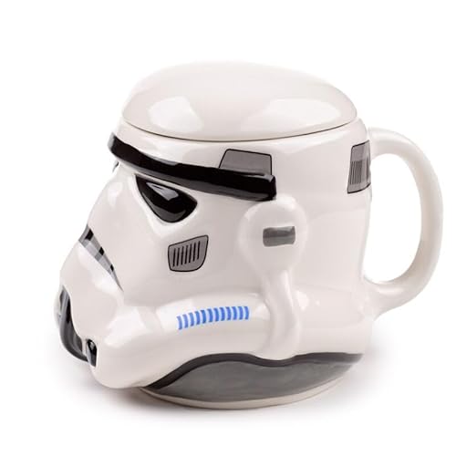 Image of M1SS Set of 9 Novelty Ceramic Mugs – London Souvenir, Star-Wars Helmet, Guitar, Makeup, Hair Dryer, Builder & More – Unique Fun Gift Cups for Tea or Coffee (Stormtrooper Helmet Mug)