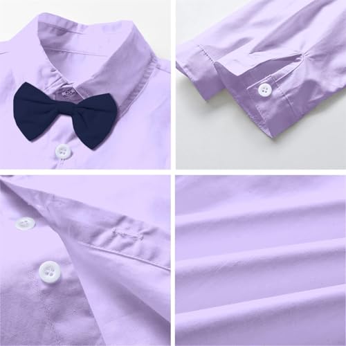 SANGTREE Baby Suits for Boys Gentleman Wedding Outfits Long Sleeve Dress Shirt Suspender Pants Bowtie Boy Clothes Set, 1-6T4