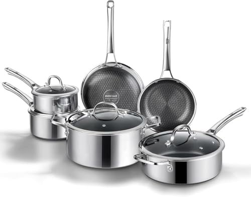Non Stick Frying Pans Set, Hybrid Pans Set Nonstick (10 pcs), Pan for cooking, PFOA Free Kitchen...