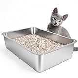 IKITCHEN Stainless Steel Cat Litter Box, Large Metal Litter Box for Cats, Never Absorbs Odors,Stain Free, Rustproof, Non Stick Smooth Surface, Anti-Slip Rubber Bottom, 19.5' L x 13.5' W x 4' H