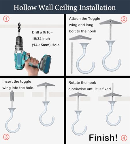 Image of Heavy Duty Ceiling Hooks for Hanging Plants 8 Pack (White)