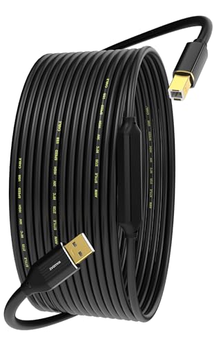 ZVOIYKM USB A to USB B 2.0 Printer Cable 10M(30FT) with Built-in Chip - 480Mbps High-Speed, Long Type B 2.0 Printer Cable for HP, Canon, Brother, Samsung, Dell, Epson, Lexmark, Xerox, and More
