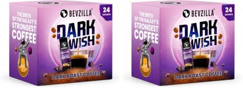 Bevzilla 24 Black Roast Coffee Sachets - 48 Grams(Dark Wish Coffee) | Black Roast Rich & Dark Instant Coffee Powder | Strongest Coffee| Dark Roast Arabica Coffee | Bold & Intense| Makes 24 Cups