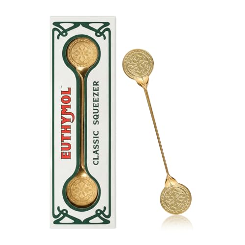 EUTHYMOL Classic Toothpaste Squeezer (Gold) - Luxury Metal Tube Roller Aesthetic Bathroom Accessory Vintage Gift for Euthymol Lovers Tube Squeezer Perfectly Compatible with Euthymol Toothpastes