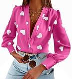 Flowyair Women's V Neck Shirts Button Down Long...