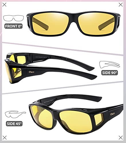 Duco Night Vision Glasses For Driving At Dusk Rainy Day Anti Glare Fit Over Wrap Around Eyewear Glasses Uv400 Polarized 8953Y #TOP1