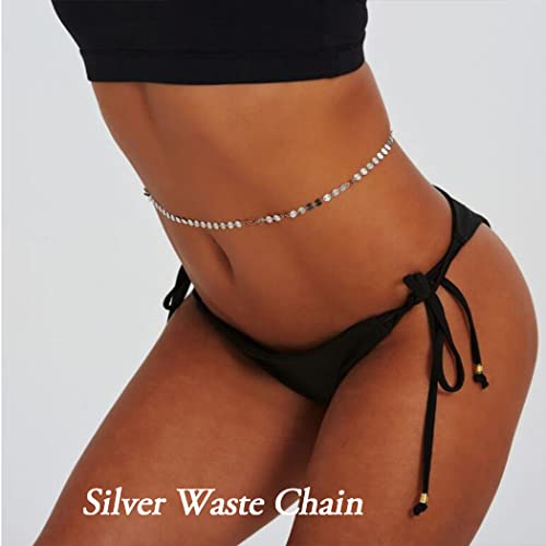 Simsly Boho Silver Waist Chain Sequins Body Chains Summer Beach Waist Jewelry For Women And Girls #TOP6