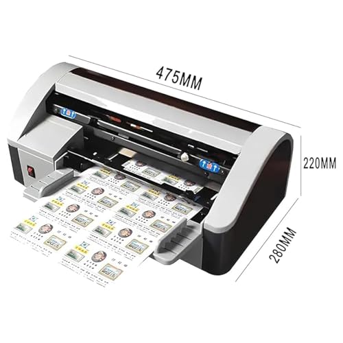 Elektryczny nóż do wizytówek, regulowany margines 5-15 mm, wycina 30-40 kart/min, kompatybilny z kartami A4 i 195 x 295 mm, trwały do ponad 100 000 cięć
