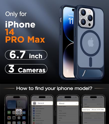 Image of Magnetic Compatible with iPhone 14 Pro Max Case, [Built-in Invisible Kickstand][Compatible with MagSafe] [Military Grade Shockproof] Slim Translucent Matte Phone Case for iPhone 14 Pro Max 6.7 inch