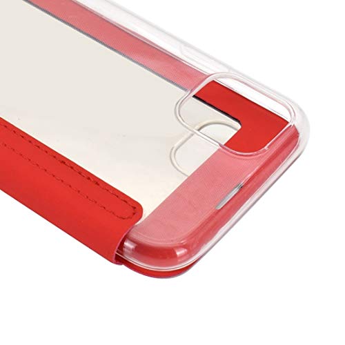 Étui antichoc iPhone 11 Pro Max en PU rouge protégeant l'écran avec miroir