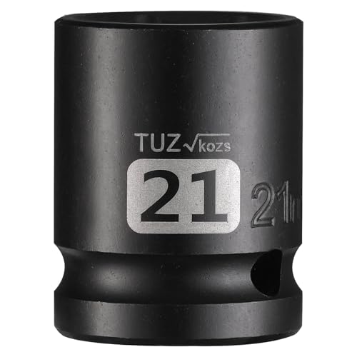 Image of 1 /2 Inch Drive 21mm Shallow Metric Impact Socket,CR-MO,6 Point Radius Corner Design,Square Chamfered Opening,Axle Nut Impact Grade Socket for Easy Removal