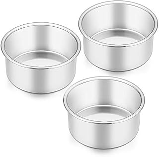 4 Inch Round Cake Tin for Baking, Homikit Stainless Steel Layer Cake Tins Pans Set of 3, Mini Cake Bakeware Set Ideal for Birthday Wedding Christmas, Healthy & Durable, Dishwasher Safe