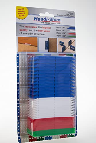 Handi-Shim Heavy Duty Reusable Plastic Construction Shims For Spacing, Leveling, Plumbing And More - 100 Piece Assorted Pack (4 Sizes) #TOP2