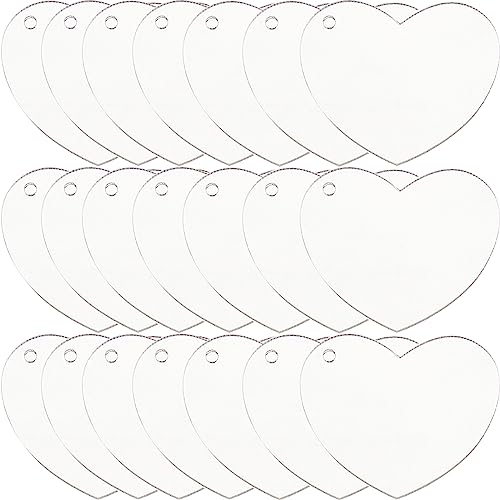 SUNNYCLUE 1 Box 30Pcs Acrylic Ornament Blanks 2 inch Heart Discs Keychain Charms Transparent Big Acrylic Blanks Clear Large Key Chain Charm Bulk for jewellery Making Charms Vinyl Projects DIY Craft