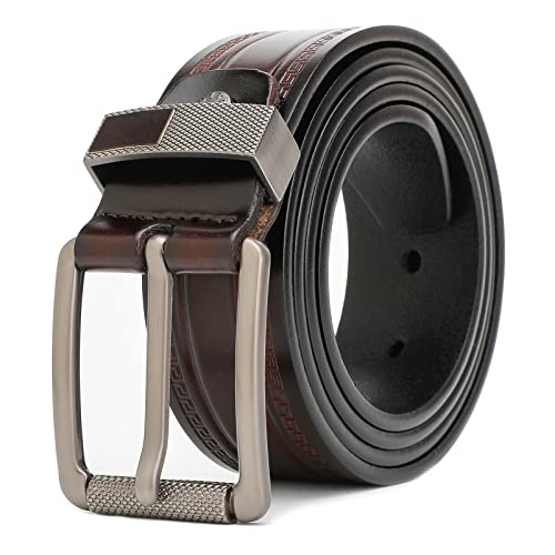 Full Grain Leather Belt for Men with Single Prong Buckle, 100% Cow Leather Dress Belt for Jeans Khakis