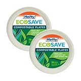 Hefty EcoSave Disposable Plates, Made from Plant Based Materials, Heavy Duty Paper Plates, 10 ⅛ Inch Disposable Plates, 16 Count. (Pack of 2)