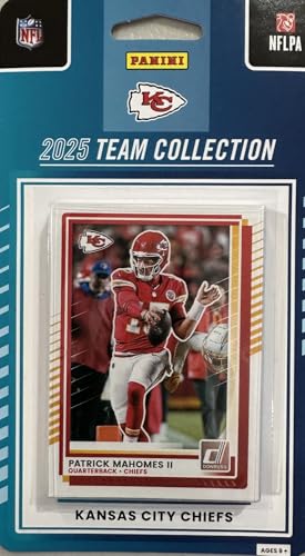 Kansas City Chiefs 2025 Donruss Factory Sealed Team Set Featuring Patrick Mahomes Travis Kelce Xavier Worthy and Chris Jones with 3 Rated Rookie Cards Plus