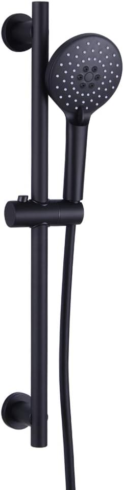 Shower Slide Bar with three Function Massaging Hand Shower Head Adjustable SUS 304 Stainless Steel Black D500011B
