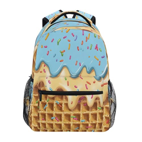 STAYTOP Yummy Ice Cream Backpacks with Name Tag School Bags for Boys Girls,16 in Notebook Book Bag Travel Hiking Camping Daypack-M