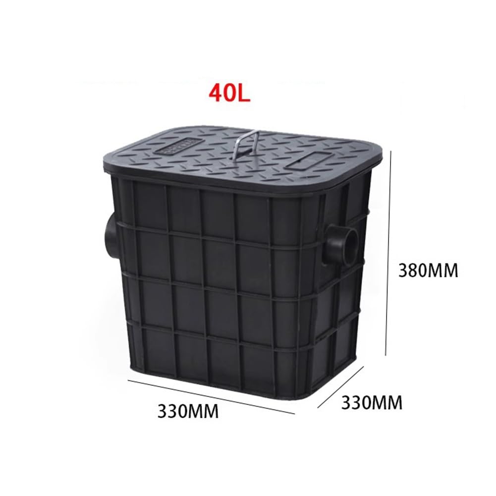 Trampa De Grasa Comercial Plástico, Tubería Exterior Filtro De Agua Para Aceite Usado Interceptor, 40/45/65/124L Separador De Grasas Bajo Fregadero Para Cocina De Restaurante(40L/33X33X38CM)