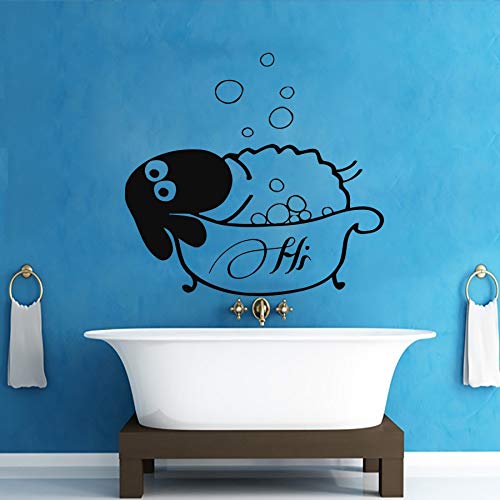 Ovejas tomar un baño etiqueta de la pared sala de estar tatuajes de pared baño impermeable vinilo extraíble burbuja decoración del hogar decoración de la habitación de los niños 55x85cm
