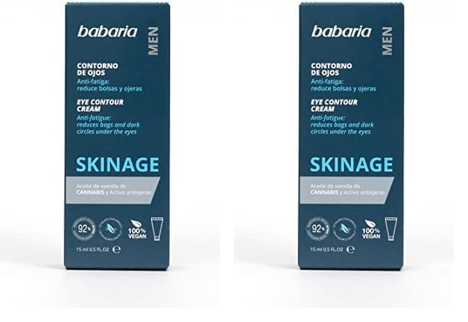 Babaria - Contorno de Ojos hombre Skinage 15ml | Antiojeras hombre | Reduce Bolsas y Ojeras | Crema Cara Hombre | con Aceite de Semilla de Cannabis y Activo Antiojeras | Para Hombres | Vegano