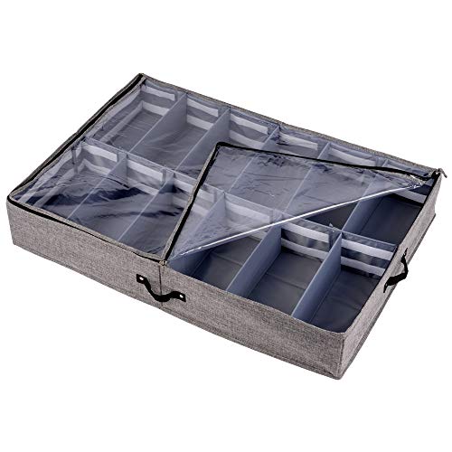 Tiawudi Organizador de almacenamiento para zapatos debajo de la cama, divisores ajustables, se adapta a 12 pares en total, solución de almacenamiento debajo de la cama (1) Cover