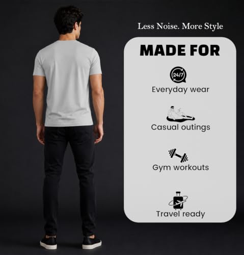 Image of Sleepynuts Men's Everyday Wear Crew Neck Regular Fit T-Shirt | Half Sleeve Solid Plain Casual T-Shirt for Men | Soft Breathable Fabric |