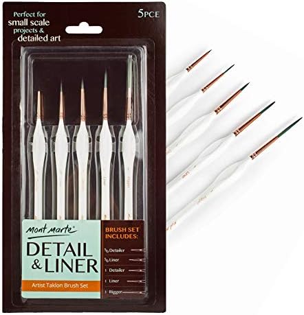 MONT MARTE Small Paint Brushes  5 fine Paint Brushes  Ideal Detail Paint Brushes for Acrylic Paint, Watercolour, Oil Paint