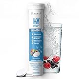 Hydrop Colágeno Drasanvi | Electrolitos Hidratación Efervescentes con Colágeno y Ácido Hialurónico | Piel y Energía | Vitaminas y Minerales | Frambuesa y Grosella | 18 Comprimidos